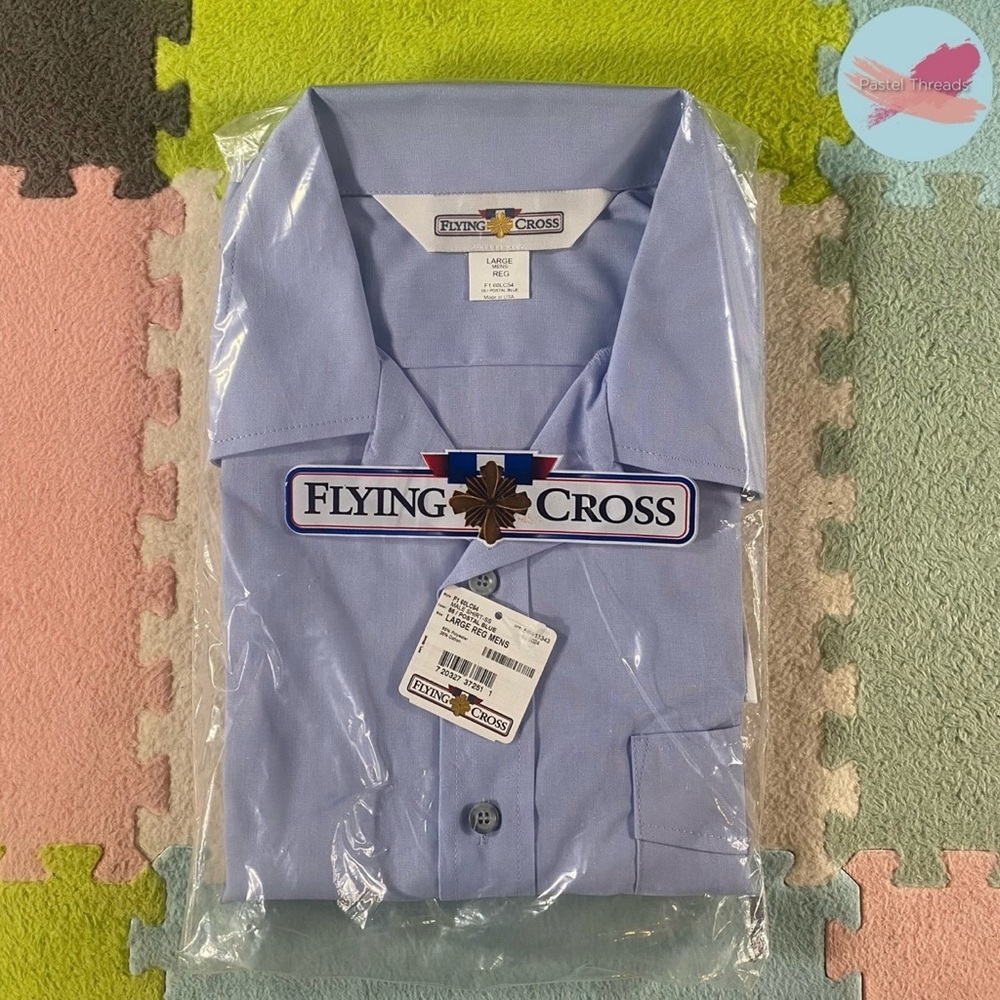 NWT USPS Men’s Carrier Short Sleeve  Button-Up Shirt Jac, Postal Blue